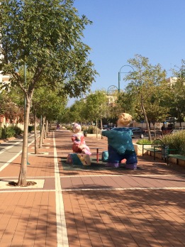 Whimsical sculptures line the streets of Rabin neighborhood